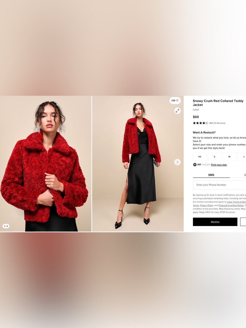 Lulu's Red Collared Teddy Jacket - Plush Faux-Shearling